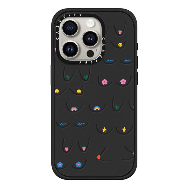 Black Lamb Studio x CASETiFY iPhone 15 Pro Case Sticker,Cartoon Matte Black Impact Case MagSafe Compatible Booby Icons Back to School Black Lamb Studio x CASETiFY iPhone 15 Pro Case Sticker,Cartoon Matte Black Impact Case MagSafe Compatible Booby Icons Back to School
