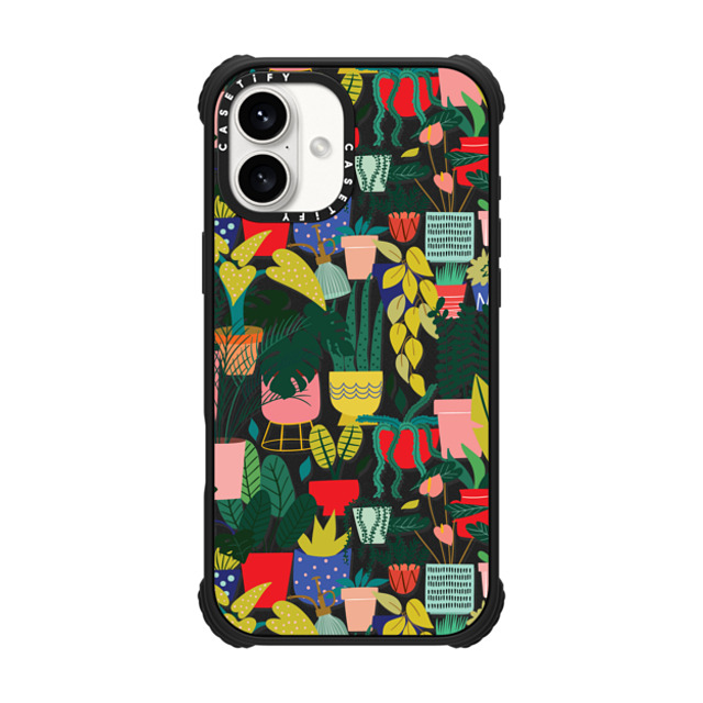 Black Lamb Studio x CASETiFY iPhone 16 Plus ケース Nature,Fine Art マットブラック ウルトラ インパクトケース MagSafe 対応 Crazy Plant Lady