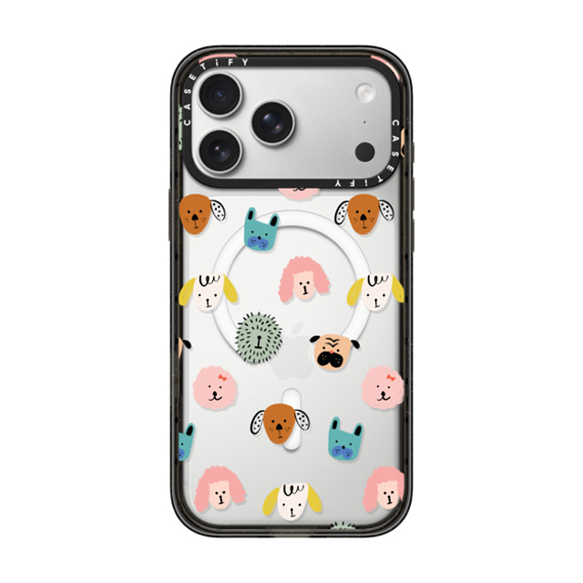 Black Lamb Studio x CASETiFY iPhone 17 Pro Max �P�[�X Dog,Cartoon �u���b�N �C���p�N�g�P�[�X MagSafe�Ή� Dog Faces