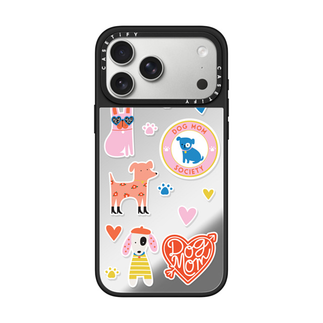 Black Lamb Studio x CASETiFY iPhone 17 Pro Max �P�[�X Sticker,Dog Silver on Black �~���[�P�[�X MagSafe�Ή� Dog Mom Stickers