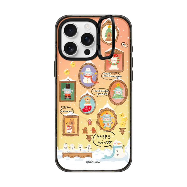 CASETiFY iPhone 16 Pro Max ケース ブラック インパクトリングスタンドケース MagSafe対応 Christmas Museum xue tan