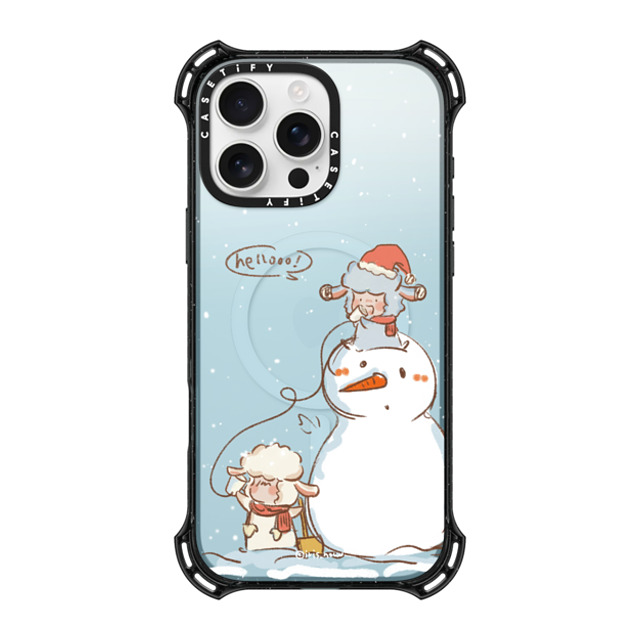 CASETiFY iPhone 16 Pro Max ケース ブラック バウンスケース Hello Snowman xue tan