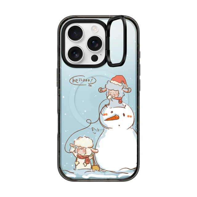 CASETiFY iPhone 16 Pro ケース ブラック インパクトリングスタンドケース MagSafe対応 Hello Snowman xue tan