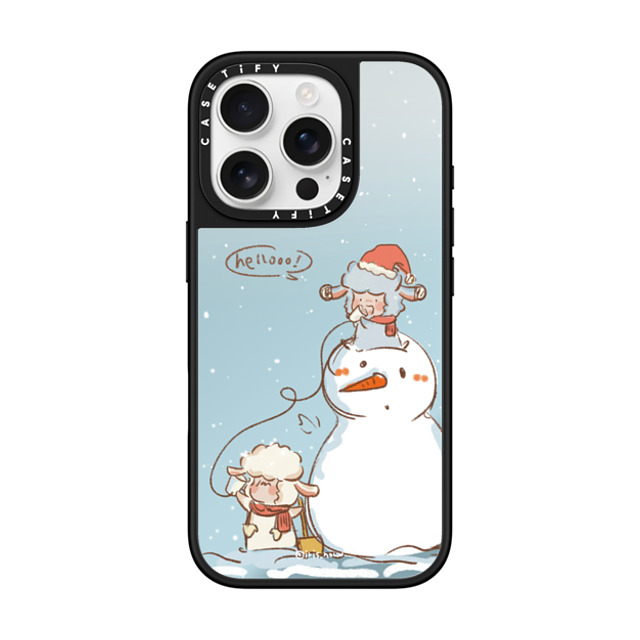 CASETiFY iPhone 16 Pro ケース Silver on Black ミラーケース MagSafe対応 Hello Snowman xue tan