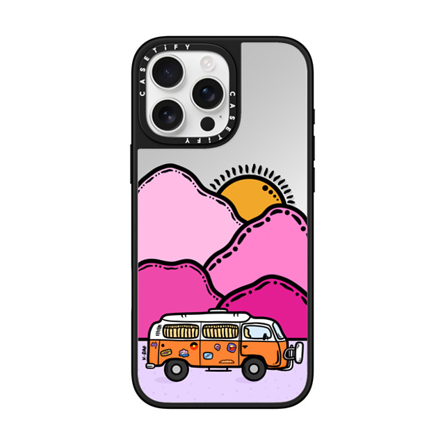 Kimberly Engwicht x CASETiFY iPhone 16 Pro Max Case Silver on Black ミラーケース MagSafe対応 Happy Camper Back to School Kimberly Engwicht x CASETiFY iPhone 16 Pro Max Case Silver on Black ミラーケース MagSafe対応 Happy Camper Back to School