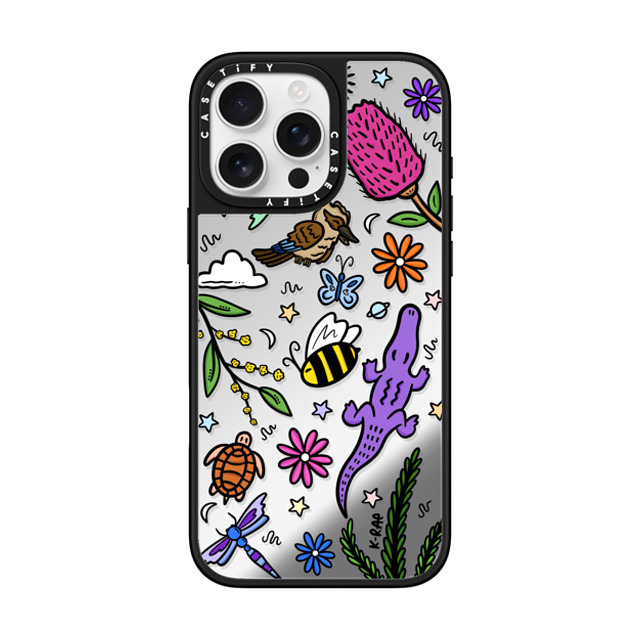 Kimberly Engwicht x CASETiFY iPhone 16 Pro Max ケース Silver on Black ミラーケース MagSafe対応 Outback Dreaming Back to School Kimberly Engwicht x CASETiFY iPhone 16 Pro Max ケース Silver on Black ミラーケース MagSafe対応 Outback Dreaming Back to School