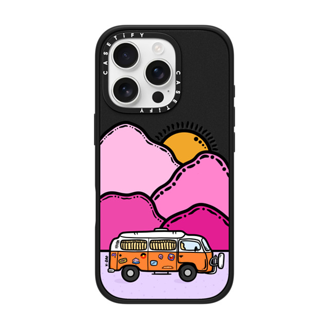 Kimberly Engwicht x CASETiFY iPhone 16 Pro Case Matte Black Impact Case MagSafe Compatible Happy Camper Back to School Kimberly Engwicht x CASETiFY iPhone 16 Pro Case Matte Black Impact Case MagSafe Compatible Happy Camper Back to School