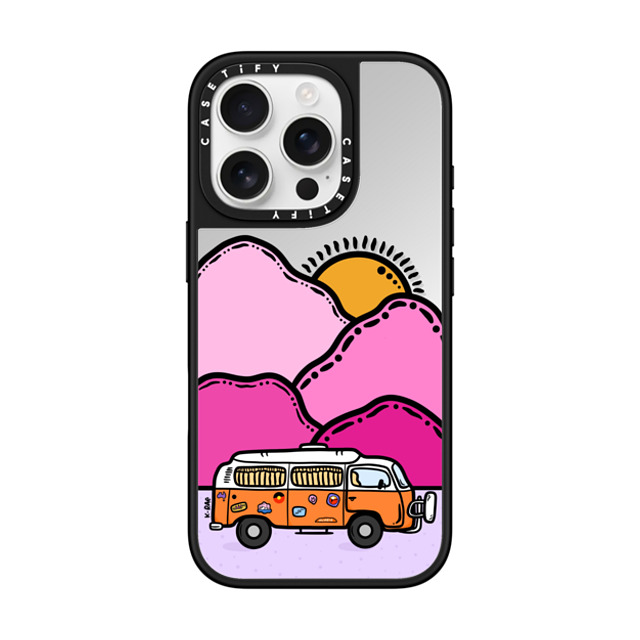 Kimberly Engwicht x CASETiFY iPhone 16 Pro Case Silver on Black ミラーケース MagSafe対応 Happy Camper Back to School Kimberly Engwicht x CASETiFY iPhone 16 Pro Case Silver on Black ミラーケース MagSafe対応 Happy Camper Back to School
