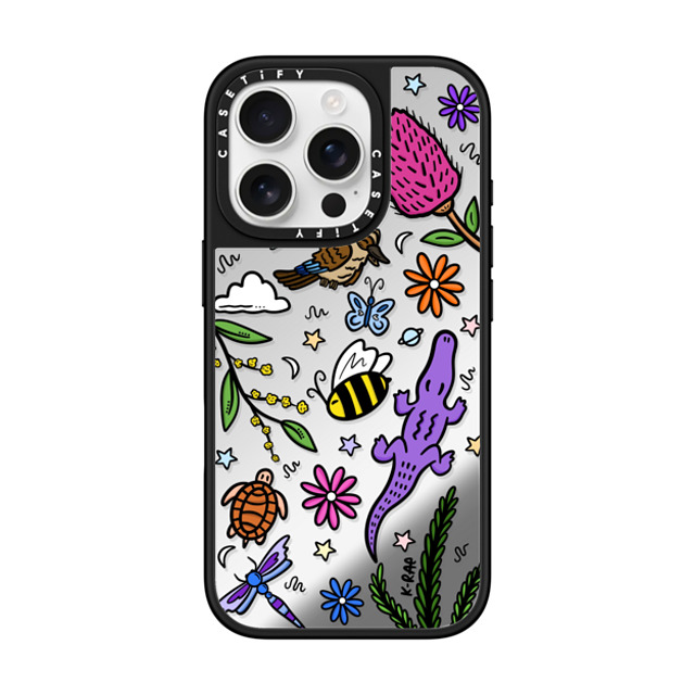 Kimberly Engwicht x CASETiFY iPhone 16 Pro ケース Silver on Black ミラーケース MagSafe対応 Outback Dreaming Back to School Kimberly Engwicht x CASETiFY iPhone 16 Pro ケース Silver on Black ミラーケース MagSafe対応 Outback Dreaming Back to School