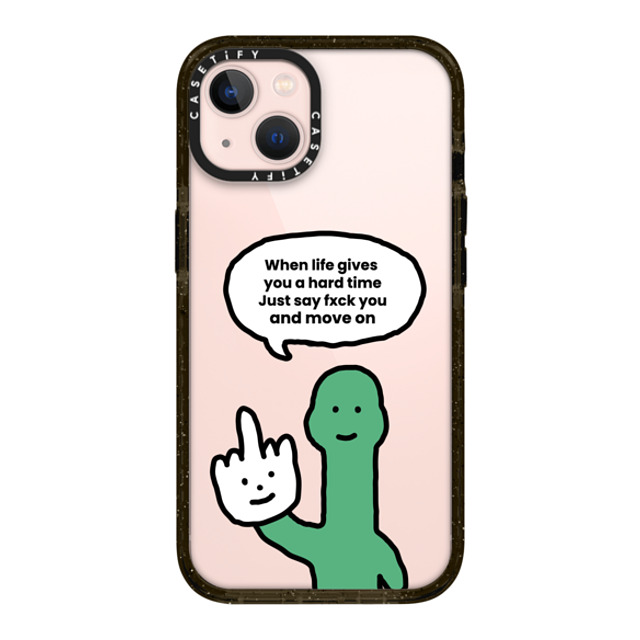 CASETiFY iPhone 13 ケース ブラック インパクトケース I Have Something To Say Custom Case - (When life gives you a hard time Just say fxck you and move on)