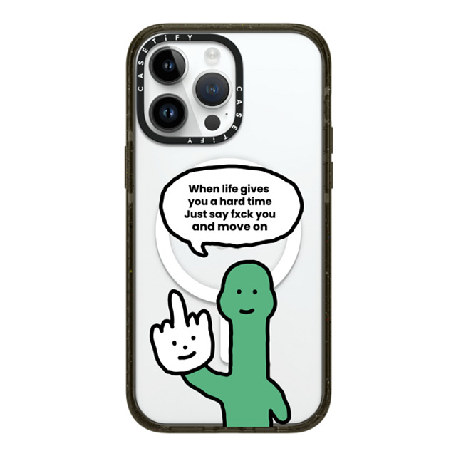 CASETiFY iPhone 14 Pro Max ケース ブラック インパクトケース MagSafe対応 I Have Something To Say Custom Case - (When life gives you a hard time Just say fxck you and move on)