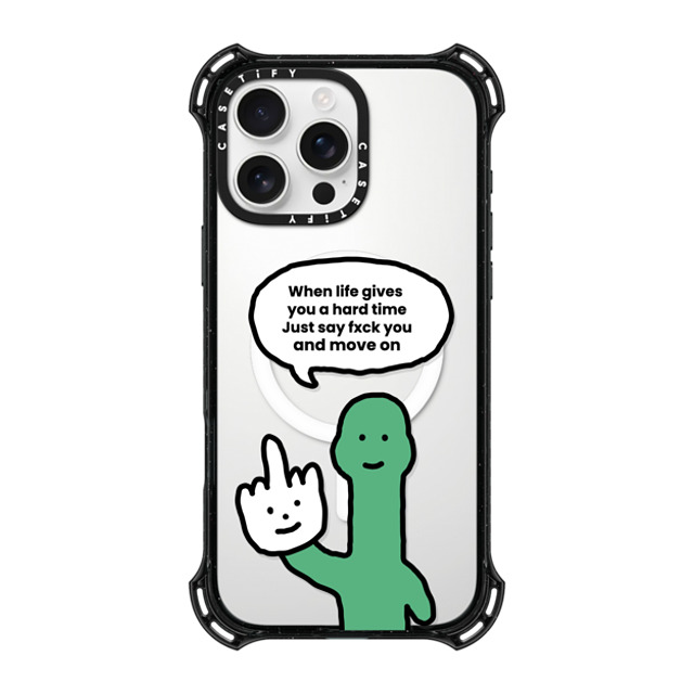 CASETiFY iPhone 16 Pro Max ケース ブラック バウンスケース I Have Something To Say Custom Case - (When life gives you a hard time Just say fxck you and move on)