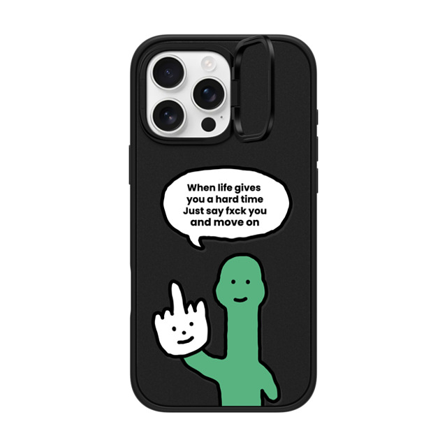 CASETiFY iPhone 16 Pro Max ケース マットブラック インパクトリングスタンドケース MagSafe対応 I Have Something To Say Custom Case - (When life gives you a hard time Just say fxck you and move on)