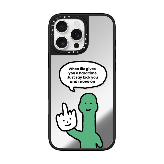 CASETiFY iPhone 16 Pro Max ケース Silver on Black ミラーケース MagSafe対応 I Have Something To Say Custom Case - (When life gives you a hard time Just say fxck you and move on)