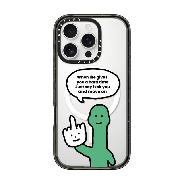 CASETiFY iPhone 16 Pro ケース ブラック インパクトケース MagSafe対応 I Have Something To Say Custom Case - (When life gives you a hard time Just say fxck you and move on)