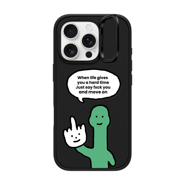 CASETiFY iPhone 16 Pro ケース マットブラック インパクトリングスタンドケース MagSafe対応 I Have Something To Say Custom Case - (When life gives you a hard time Just say fxck you and move on)