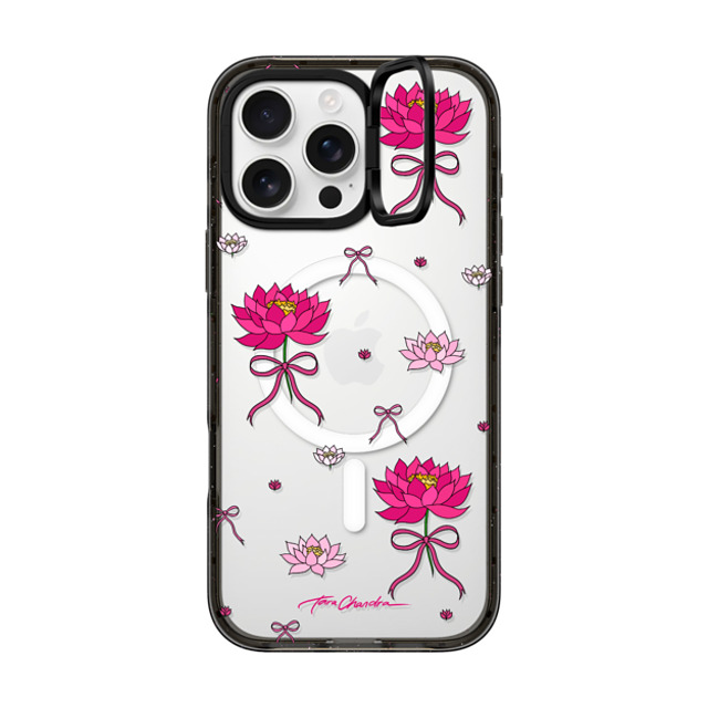 CASETiFY iPhone 16 Pro Max ケース ブラック インパクトリングスタンドケース MagSafe対応 Ribbon Water Lily Bow