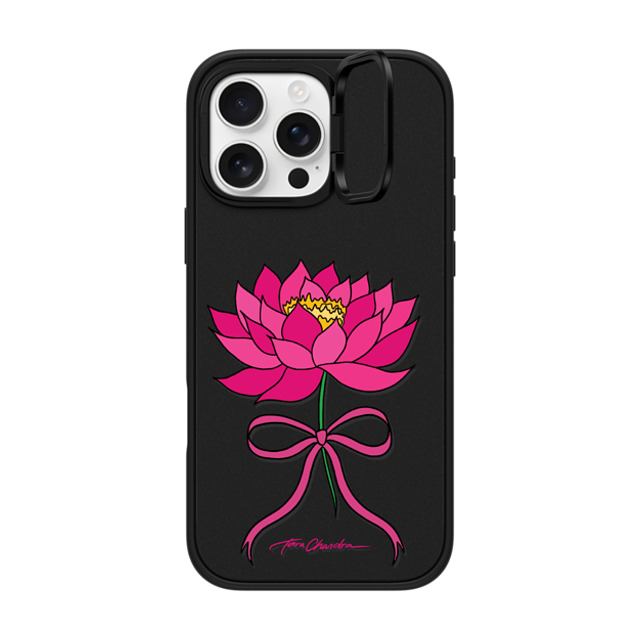 CASETiFY iPhone 16 Pro Max ケース マットブラック インパクトリングスタンドケース MagSafe対応 Ribbon Pink Water Lily Bow