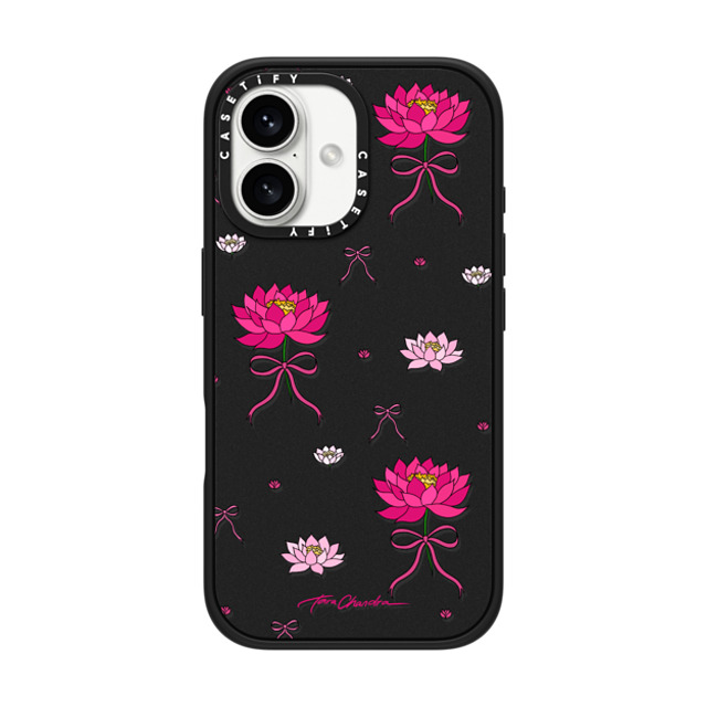 CASETiFY iPhone 16 ケース マットブラック インパクトケース MagSafe対応 Ribbon Water Lily Bow