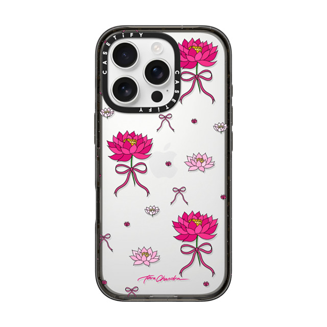 CASETiFY iPhone 16 Pro ケース ブラック インパクトケース Ribbon Water Lily Bow