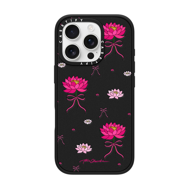 CASETiFY iPhone 16 Pro ケース マットブラック インパクトケース Ribbon Water Lily Bow