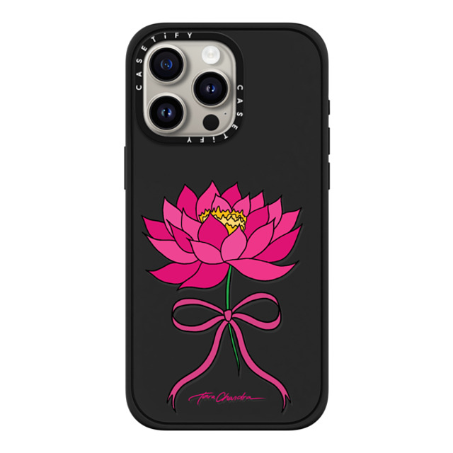 CASETiFY iPhone 15 Pro Max ケース マットブラック インパクトケース MagSafe対応 Ribbon Pink Water Lily Bow
