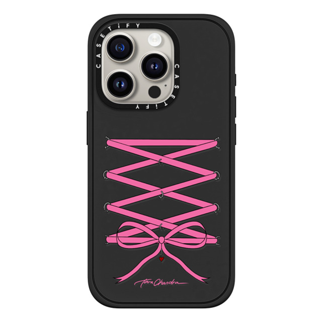 CASETiFY iPhone 15 Pro ケース マットブラック インパクトケース MagSafe対応 Ribbon Pierced Corset Bow