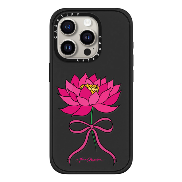 CASETiFY iPhone 15 Pro ケース マットブラック インパクトケース MagSafe対応 Ribbon Pink Water Lily Bow