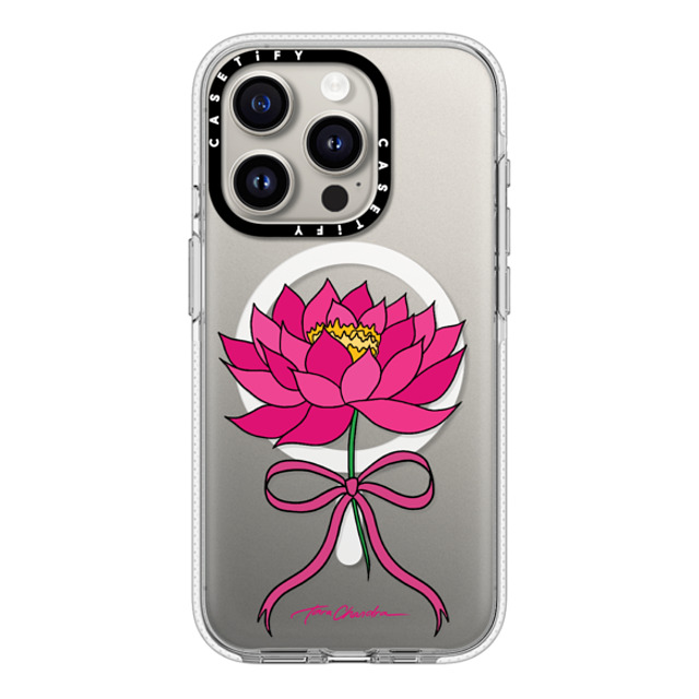 CASETiFY iPhone 15 Pro ケース クリア クリア ケース MagSafe対応 Ribbon Pink Water Lily Bow