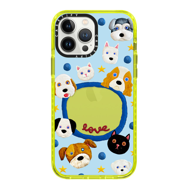 Emma Kang x CASETiFY iPhone 13 Pro Max ケース ネオン イエロー インパクトケース pet lover