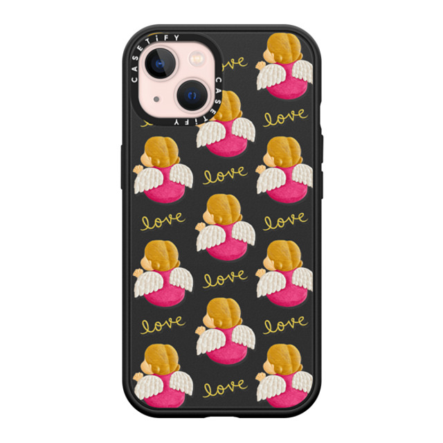 Emma Kang x CASETiFY iPhone 13 ケース マットブラック インパクトケース MagSafe対応 angel love