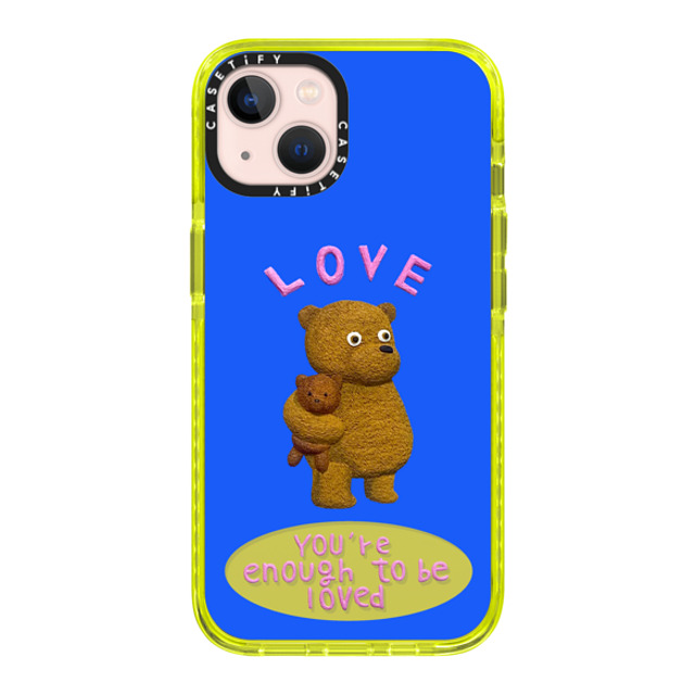 Emma Kang x CASETiFY iPhone 13 ケース ネオン イエロー インパクトケース enough to be loved