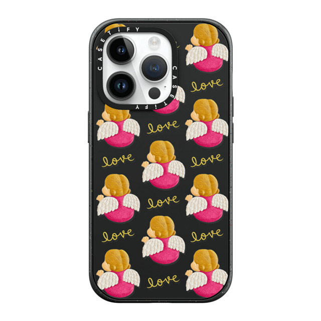 Emma Kang x CASETiFY iPhone 14 Pro ケース マットブラック インパクトケース MagSafe対応 angel love