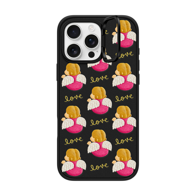 Emma Kang x CASETiFY iPhone 16 Pro Max ケース マットブラック インパクトリングスタンドケース MagSafe対応 angel love