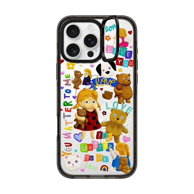 Emma Kang x CASETiFY iPhone 16 Pro Max ケース ブラック インパクトリングスタンドケース MagSafe対応 all about love