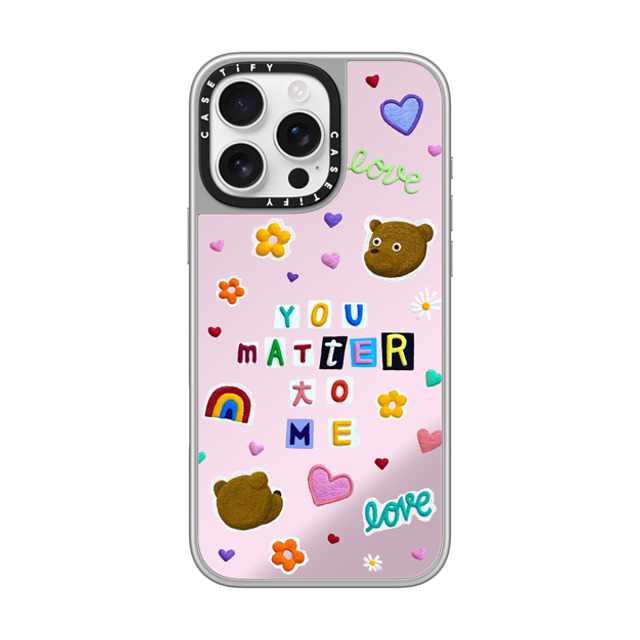 Emma Kang x CASETiFY iPhone 16 Pro Max ケース シルバー (シルバーバンパー) ミラーケース MagSafe対応 you matter to me