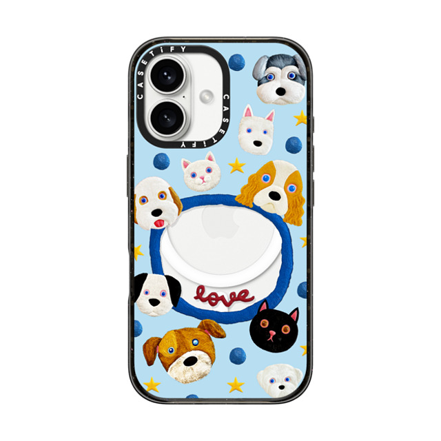 Emma Kang x CASETiFY iPhone 16 ケース ブラック インパクトケース MagSafe対応 pet lover