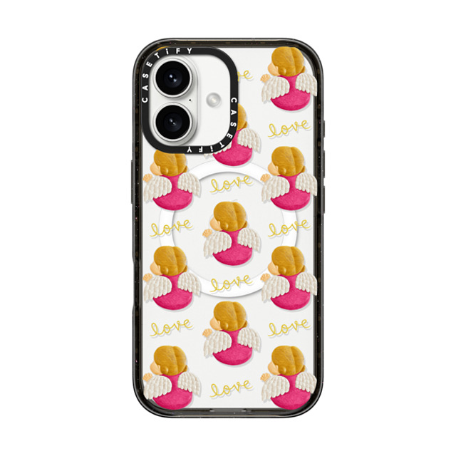 Emma Kang x CASETiFY iPhone 16 ケース ブラック インパクトケース MagSafe対応 angel love