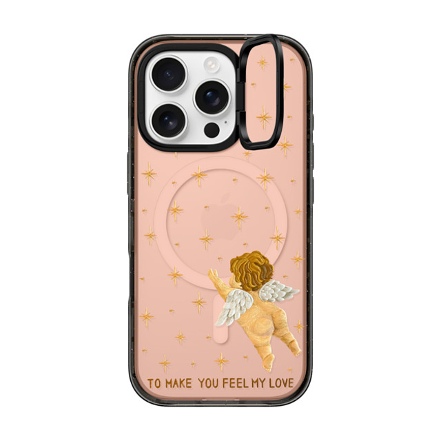 Emma Kang x CASETiFY iPhone 16 Pro ケース ブラック インパクトリングスタンドケース MagSafe対応 feel my love