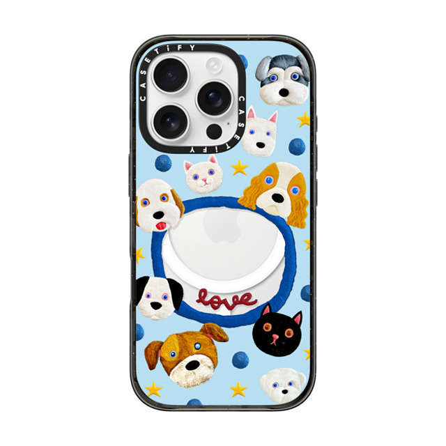 Emma Kang x CASETiFY iPhone 16 Pro ケース ブラック インパクトケース MagSafe対応 pet lover