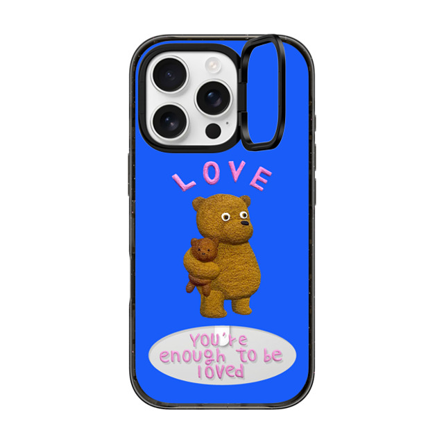 Emma Kang x CASETiFY iPhone 16 Pro ケース ブラック インパクトリングスタンドケース MagSafe対応 enough to be loved