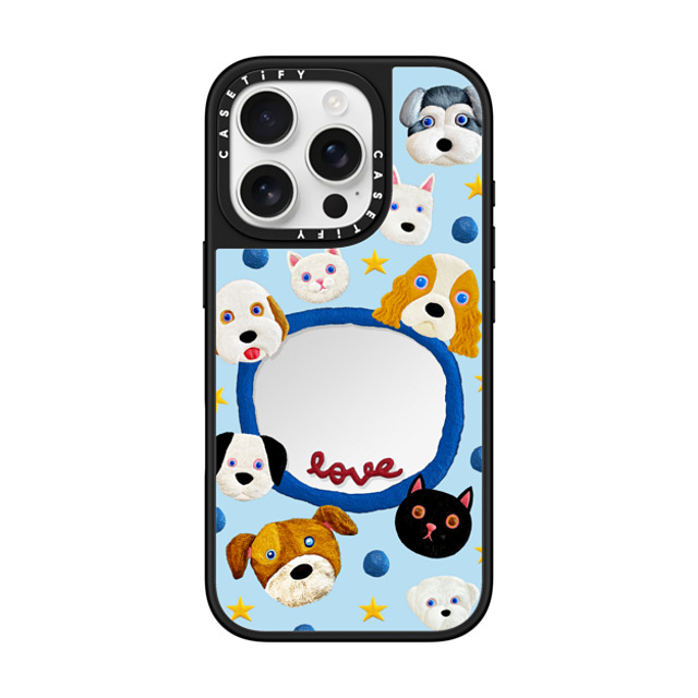 Emma Kang x CASETiFY iPhone 16 Pro ケース Silver on Black ミラーケース MagSafe対応 pet lover