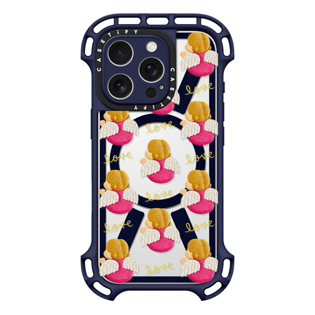 Emma Kang x CASETiFY iPhone 16 Pro ケース インディゴ ウルトラ バウンスケース MagSafe対応 angel love