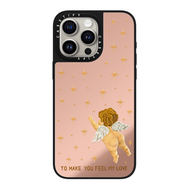 Emma Kang x CASETiFY iPhone 15 Pro Max ケース Silver on Black ミラーケース MagSafe対応 feel my love