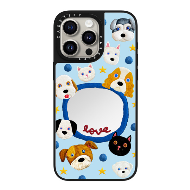 Emma Kang x CASETiFY iPhone 15 Pro Max ケース Silver on Black ミラーケース MagSafe対応 pet lover