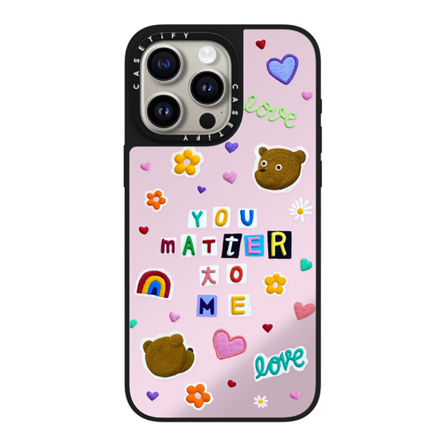 Emma Kang x CASETiFY iPhone 15 Pro Max ケース Silver on Black ミラーケース MagSafe対応 you matter to me