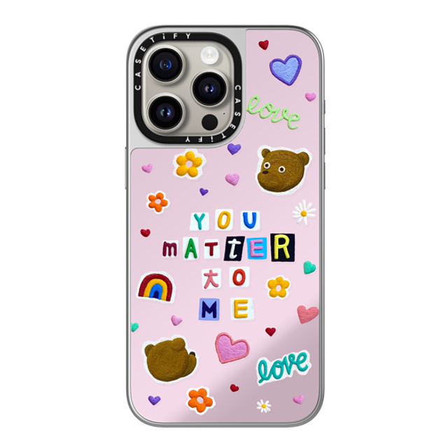 Emma Kang x CASETiFY iPhone 15 Pro Max ケース シルバー (シルバーバンパー) ミラーケース MagSafe対応 you matter to me