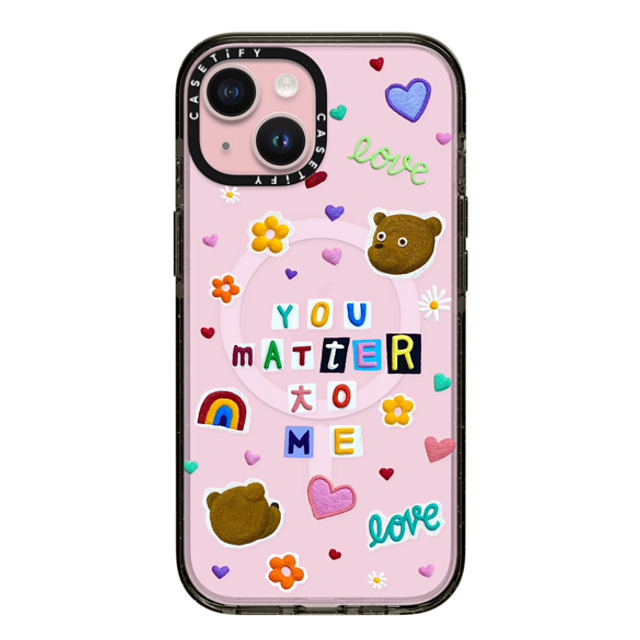 Emma Kang x CASETiFY iPhone 15 ケース ブラック インパクトケース MagSafe対応 you matter to me