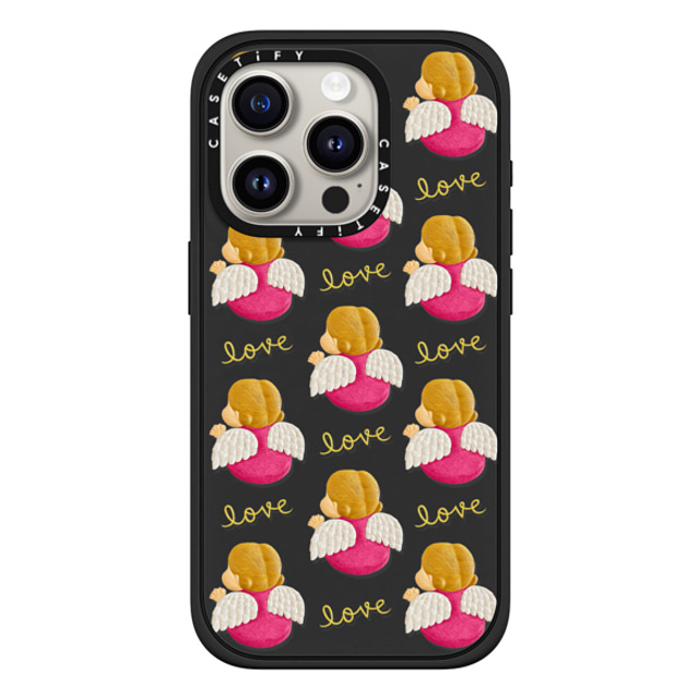 Emma Kang x CASETiFY iPhone 15 Pro ケース マットブラック インパクトケース MagSafe対応 angel love