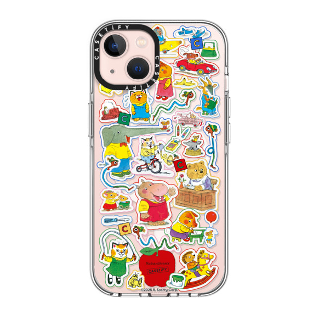 Richard_Scarry x CASETiFY iPhone 13 ケース クリア クリア ケース MagSafe対応 Richard Scarry Busy World Sticker Phone Case